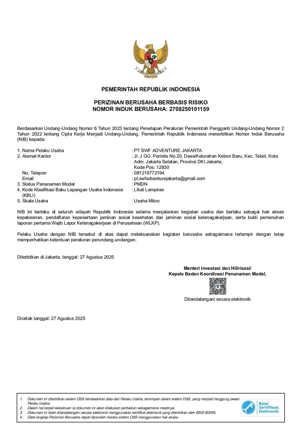 NIB Perusahaan